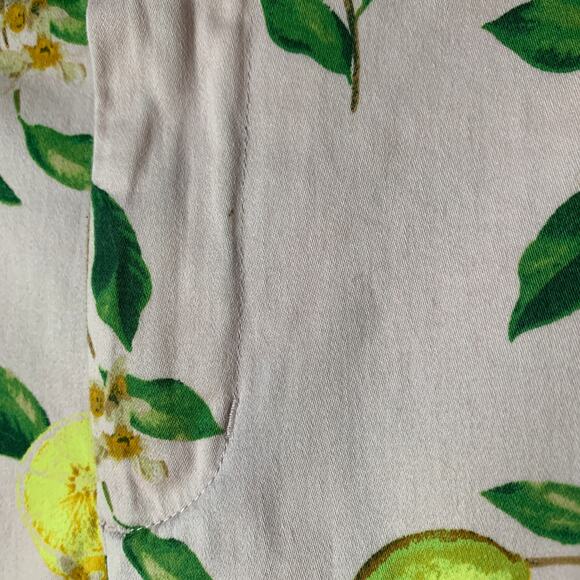 Cynthia Rowley Pink Lemon Print Chino Shorts with Pockets Cotton Blend Size 6 - Picture 11 of 13